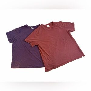 Pact Men’s Organic Cotton Crewneck T-Shirts Lot of 2 XL Purple Burgundy